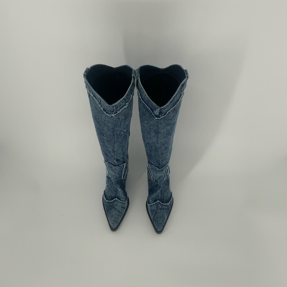 Zara Denim Cowboy Boots Size 41 - Picture 16 of 16